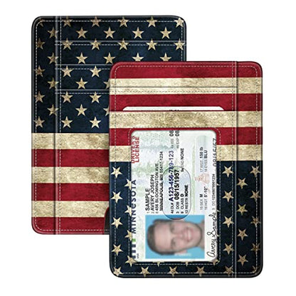 FINTIE Slim Front Pocket Wallet, RFID Blocking Credit Card Holder - color: US-Flag