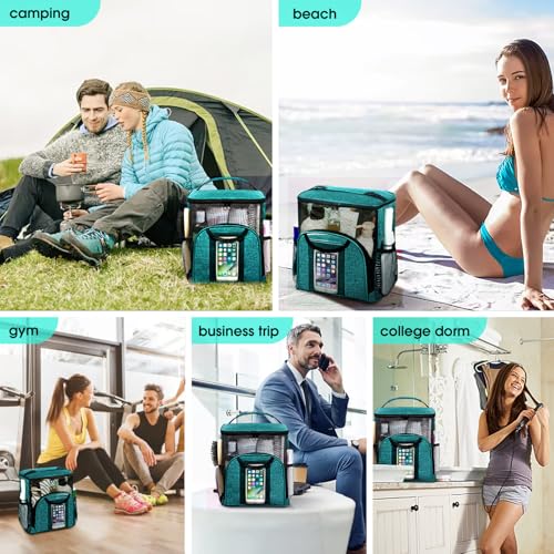 Attmu Mesh Shower Caddy Portable Dorm Room Essentials, Toiletry Tote Bag - color: Peacock green