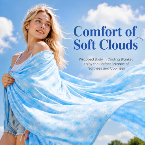 OIGAE Cooling Blanket 50'' x 70'' for Hot Sleepers, Night Sweats, Menopause - color: 1 - Blue Snowflake, size: Throw 50'' x 70''