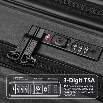 Carry on Luggage, 20 Inch Lightweight Luggage, Wide Handle Hardside PC Suitcase with Spinner Wheels & TSA Lock for Travel & Business Trips, Top Lid Opening, Black - color: Black, size: 20