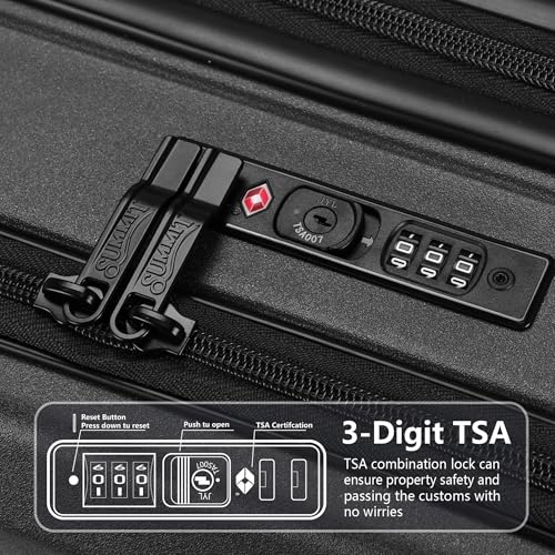 Carry on Luggage, 24 Inch Hardside Expandable Checked Luggage, Wide Handle Hardside PC Suitcase with Spinner Wheels & TSA Lock for Travel & Business Trips, Top Lid Opening, Black - color: Black, size: 24