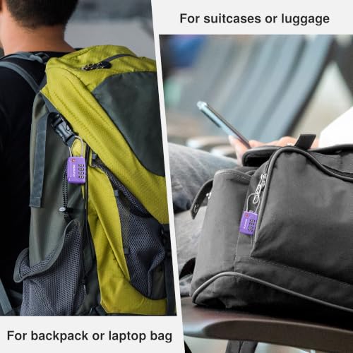 Puroma 2 TSA Approved Luggage Locks 4 Digit Code Cable Lock Basic Purple - color: Basic Purple