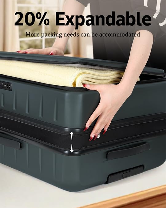 CENSIEN Expandable Checked Luggage, 28 Inch Top Opening Trunk Suitcases - color: Green, size: 28 Inch EXT