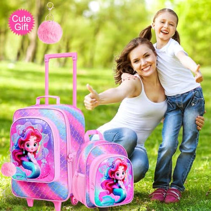 Kids Luggage Girls Suitcase 18", 2PCS Carry-on Set Princess Mermaid - color: Mermaid Pink 02