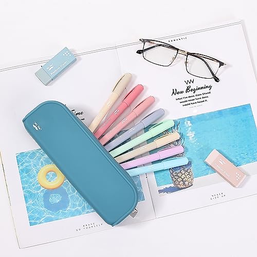 Mr. Pen- Silicone Pencil Case, Aesthetic Pencil Bag for Women, Makeup Pouch - color: Teal