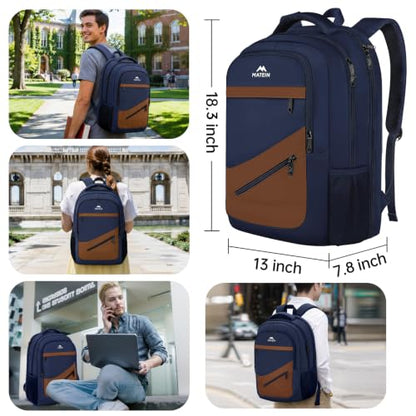 MATEIN Travel Backpack for Men with Anti Theft Pocket, TSA Friendly Bag - color: Dark Blue Brown, size: 17 Inch