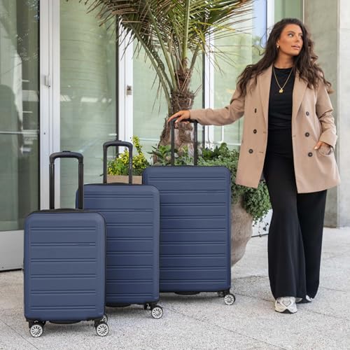 Travel Select Snowcreek Hardside Expandable Spinner Luggage, Navy, 30-Inch Checked Only - color: Navy, size: 1 Piece | 30-Inch Large