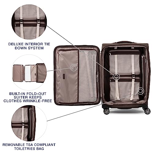 Travelpro Platinum Elite Checked Luggage Spinner, Espresso, 25-Inch - color: Rich Espresso Brown, size: Checked-Medium 25-Inch