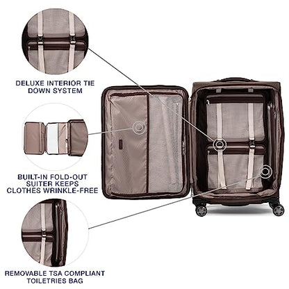 Travelpro Platinum Elite Checked Luggage Spinner, Espresso, 25-Inch - color: Rich Espresso Brown, size: Checked-Medium 25-Inch