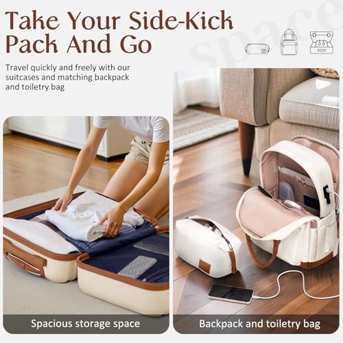 Coolife Luggage Set Hardside Suitcase,3 piece,White(BP/TB/20) - color: White, size: 3 piece set (BP/TB/20)