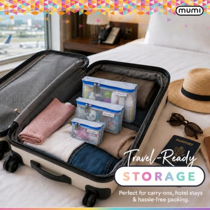 MUMI Travel Toiletry Bag Set of 3 - Clear TSA Approved, Yellow - color: Yellow