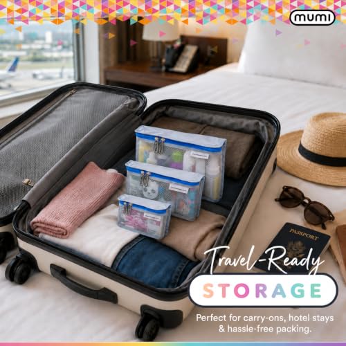 MUMI Travel Toiletry Bag Set of 3 - Clear TSA Approved, Pink - color: Pink