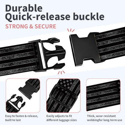 Luggage Strap for Suitcases Adjustable Travel Belt with Quick Release Buckle, Cute Travel Accessories for Suitcase Strap American Flag - color: American Flag