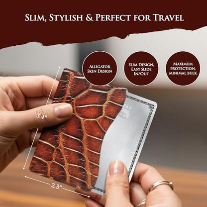 ROGUE WALLET RFID Blocking Credit Card Sleeves, Durable,Alligator(10 pack) - color: Aligator
