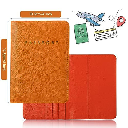 Frienda 2 Pcs Passport Holder Covers Waterproof Leather - color: Yellow, Orange
