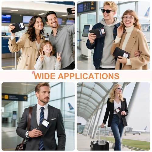 RFID Family Passport Holder Wallet - Travel Document Organizer - color: Black