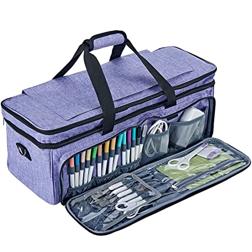Double Layer Carrying Case with Mat Pocket for Cricut and Tools - color: III-Purple (Double Layer with Mat)