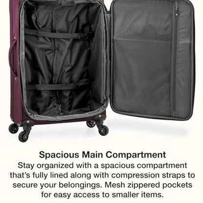 U.S. Traveler Anzio Softside Expandable Luggage with Spinner Wheels, Burgundy, 26-Inch Medium - color: Burgundy, size: 26-Inch Medium
