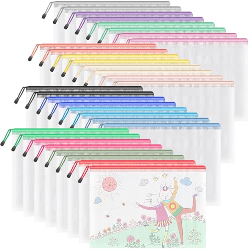 Umriox 32 Pack A4 Mesh Zipper Pouch Bulk for Office Receipt & Puzzle - style: A4-32P