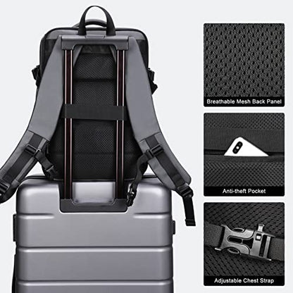 HOMIEE 40L Expandable Carry on Backpack Fit 15.6 Inch Laptop for Travel - color: Grey