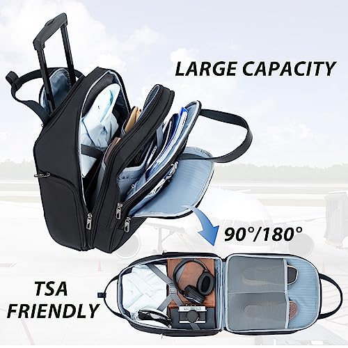 VANKEAN 16" Underseat Rolling Suitcase Travel Business Lightweight - color: Black