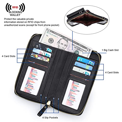 S-ZONE Small Crossbody Bags for Women Phone Purse RFID Blocking Wallet - color: A-black