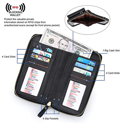 S-ZONE Small Crossbody Bags for Women Phone Purse RFID Blocking Wallet - color: A-black