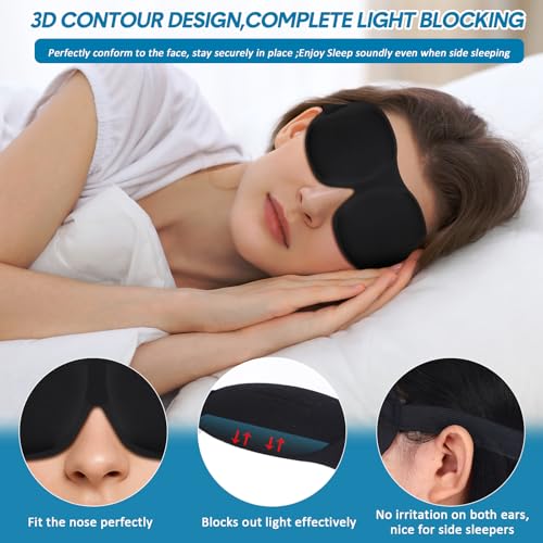 Chicingyou 50 Pack 3D Blackout Sleep Mask Side Sleeper Zero Eye Pressure | Contoured for Lash Extensions, Adjustable Strap, Complete Light Blocking, Soft Breathable Fabric, Travel Essential