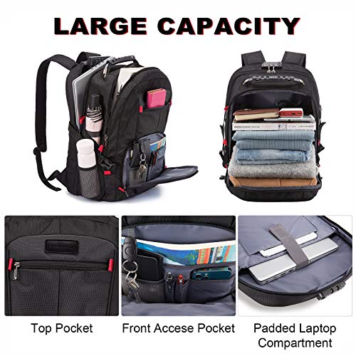 LOVEVOOK Large Laptop Backpack for Men,15.6Inch Heavy Duty Travel Backpack - color: Black, size: 15.6 inch