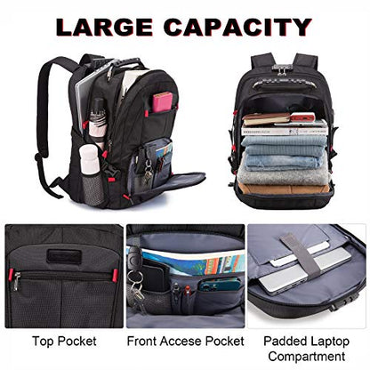 LOVEVOOK Large Laptop Backpack for Men,15.6Inch Heavy Duty Travel Backpack - color: Black, size: 15.6 inch