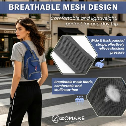 ZOMAKE Sling Bag, Cross Body Bag Shoulder Bag Anti-Theft(Dark Blue) - color: Dark Blue