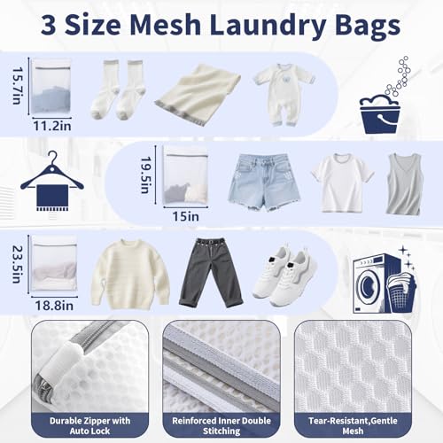 150L Laundry Bag Backpack with 3 Sizes Mesh Wash Bags and Shoulder Straps - color: Navy, size: 150L