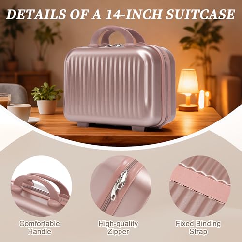 Merax 20/14 Inch Hardside Luggage, Lightweight Suitcases with Spinner Wheels - color: Champagne ABS, size: 14/20 Inch