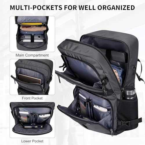 WITZMAN Carry on Travel Backpack for Men Nylon Business Laptop Backpack - color: Silvery Grey