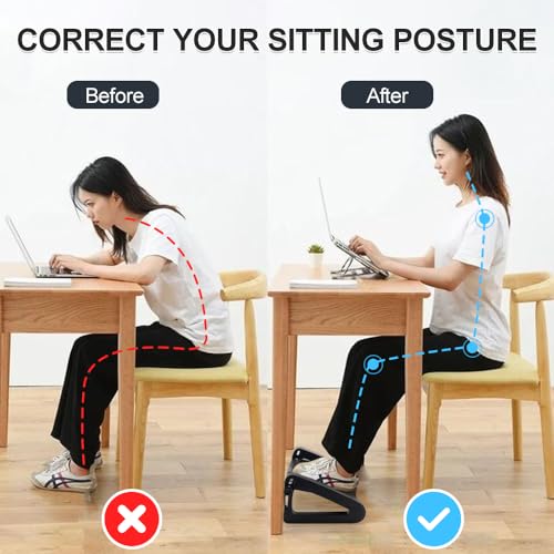 Foot Rest for Under Desk at Work, Six Heights Adjustable Foot Stool - color: Black