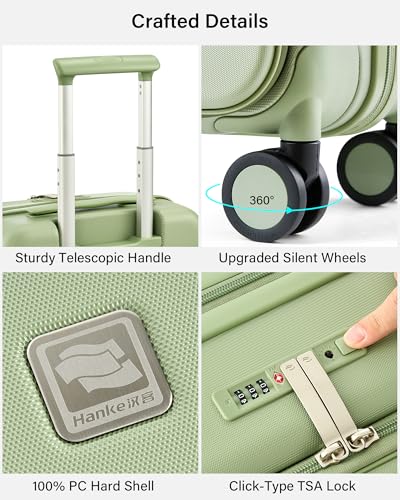 Hanke Expandable Medium Checked Luggage, 24 Inch Top Opening Suitcase - color: Bamboo Green, size: 24 Inch EXT