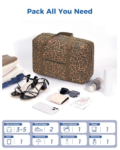 WANDF Personal Item Travel Bag, Carry On Duffle Bag Women - color: Brown