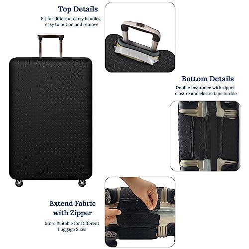 Luggage Cover, Protective Washable Suitcase Cover - Travel Elastic Spandex Suitcase Protector Fits 22 to 24Inch Black - color: Black, size: M: Fit 22-24 Inch Luggage