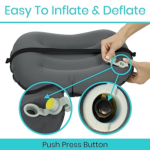 Vive Inflatable Lumbar Pillow - Cushion for Airplane Seat Travel Support