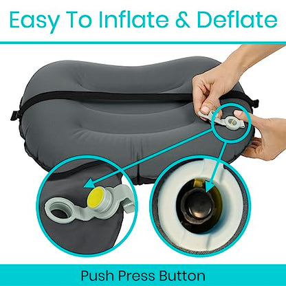 Vive Inflatable Lumbar Pillow - Cushion for Airplane Seat Travel Support