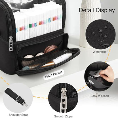 TANTO Makeup Brush Bag, Large Makeup Brush Holder with Adjustable Divide - color: A1-Black, size: X-Large