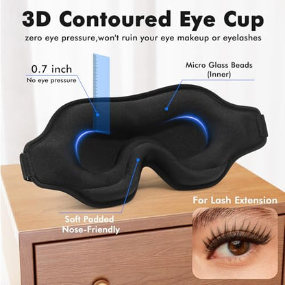 3D Weighted Eye Mask for Lash Extensions, Eye Covers for Sleep - color: Obsidian