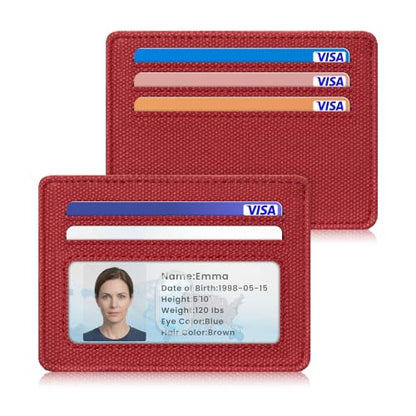 Airkit Small Slim ID Case, Womens Credit Card Holder Wallet, RFID Sleeve - color: Classic Red