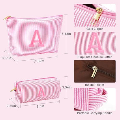 Travel Makeup Bag Organizer - Travel Essentials Toiletry Bag for Women, Initial Travel Toiletry Bag with Zipper | Preppy Stuff Birthday Gifts for Women Mom Daughter, Blue Letter G - color: Blue, style: G