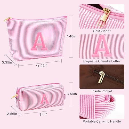 Back to School Gifts for Girls - Personalized Makeup Bag Set - color: Pink, style: M