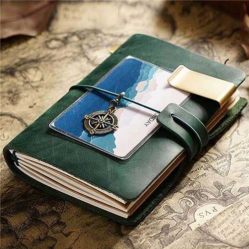 Genuine Leather TN Travel Notebook Protective Cover Journal Sketchbook Planner Agenda Diary Personal Organizers Noteboo (Green A5) - color: Green A5
