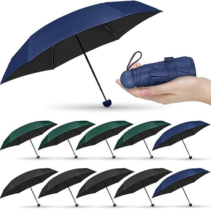 12 Pcs Travel Mini Umbrellas for Purse Bulk Folding Compact Lightweight Windproof UV Pocket Collapsible Umbrella for Kids Backpack Rain Wedding Party Women Girls - color: Deep Color