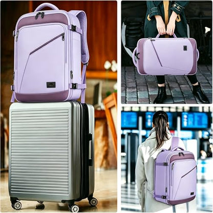 MATEIN Travel Backpack, Carry on Backpack with Detachable Shoulder Straps - color: Light Purple Grey, size: X-Large