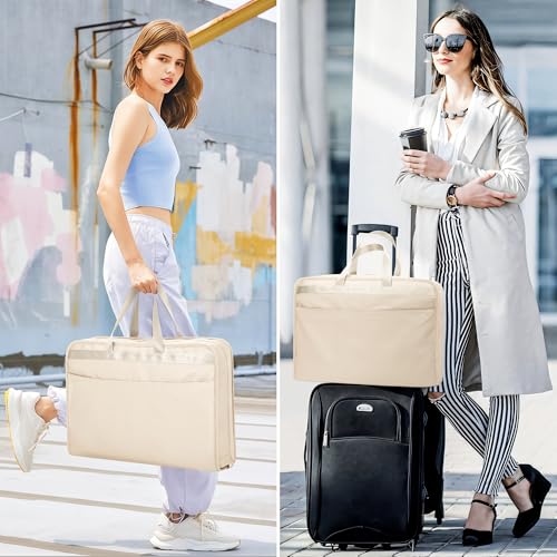 SUNUP Hanging Suitcase Organizer for Travel, 5 in 1 Packing Cube, Beige - color: Beige