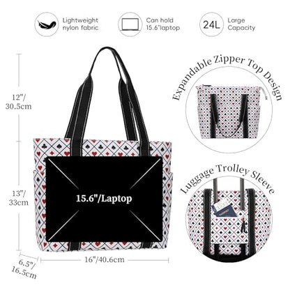 Tote Bag for Women with LaptopCompartment & Cup Holder - color: Poker Fun